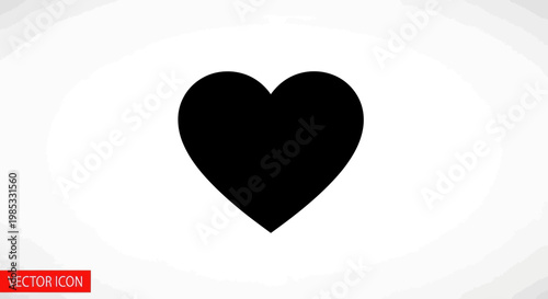 Black Heart Icon Vector Graphic