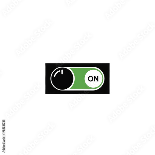Toggle Switch with 'ON' Label, Activated State, Modern Interface Element