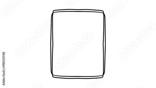 A simple outline drawing of a rectangular object with rounded corners Vector