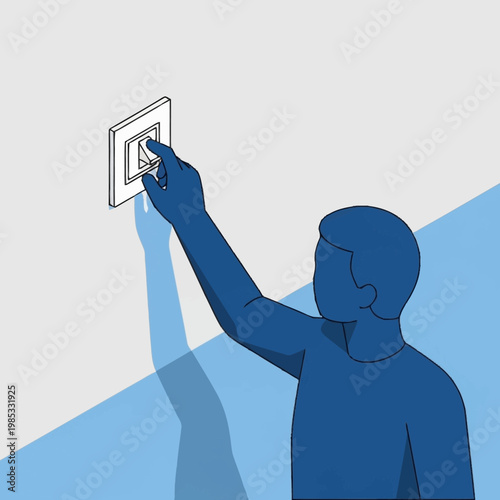 Person turning on light switch indoors.