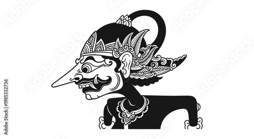 Indonesian Wayang Kulit Puppet Character - Traditional Javanese Shadow Play