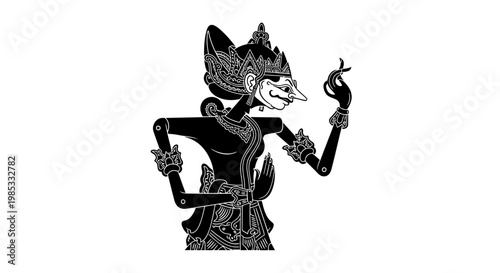 Indonesian Wayang Kulit Shadow Puppet Character, Traditional Javanese Art