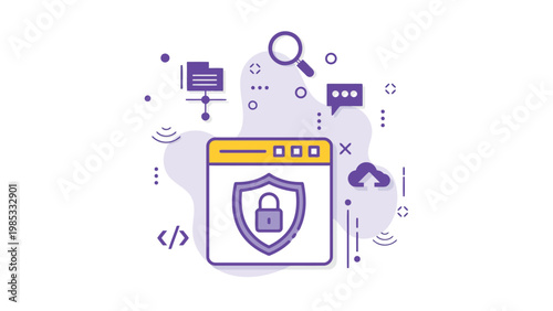 Digital security and protection illustrated with modern tech icons Vector