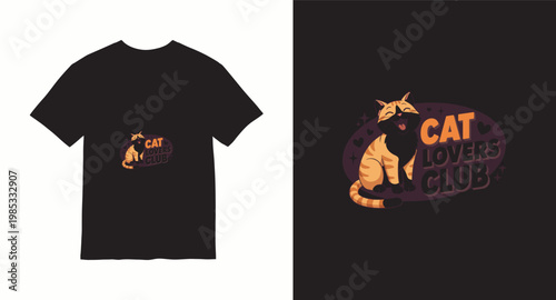 Happy orange striped cat with cat lovers message and hearts.