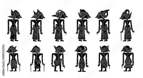 Indonesian Wayang Kulit Shadow Puppets Collection
