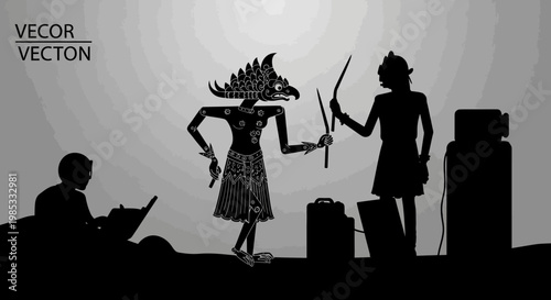 Indonesian Wayang Kulit Shadow Puppets Performance