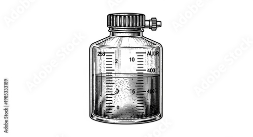 Vintage Laboratory Reagent Bottle With Screw Cap.