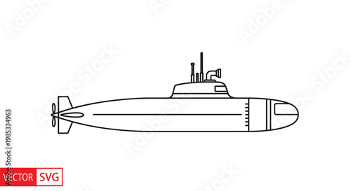Vector illustration of a submarine, isolated on white background