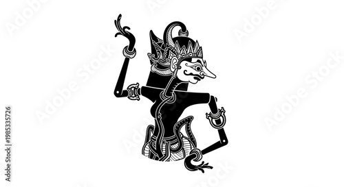 Traditional Indonesian Wayang Kulit Shadow Puppet Figure