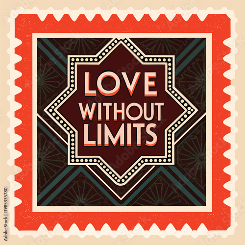 Inspiring quote about limitless love in bold red text