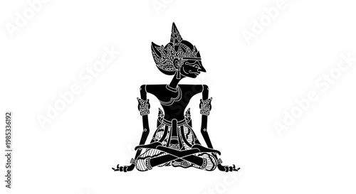 Traditional Indonesian Wayang Kulit Shadow Puppet Silhouette
