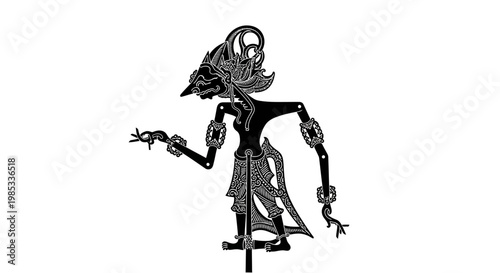 Traditional Indonesian Wayang Kulit Shadow Puppet, Javanese Culture Art