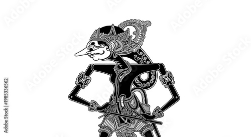Traditional Indonesian Wayang Kulit Shadow Puppet