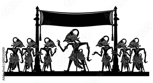 Traditional Indonesian Wayang Kulit Shadow Puppets Performance
