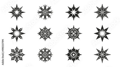 A minimalist and striking black shuriken on a white background, evoking strength and focus. Ideal for conveying concepts of precision, skill, or a mar