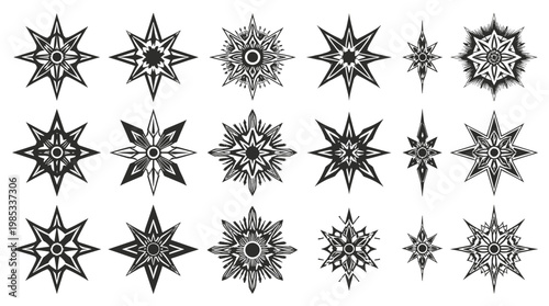 A striking black starburst on a white background evokes energy and dynamism. Ideal for modern design, branding, or as a bold visual element in digital