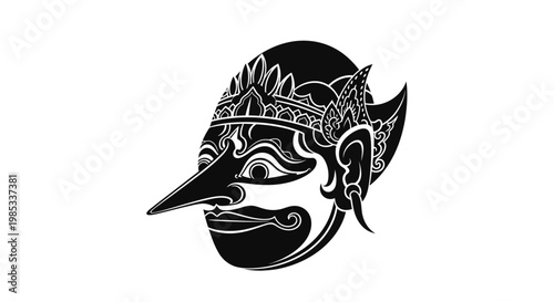 Traditional Javanese Wayang Kulit Shadow Puppet Mask Icon
