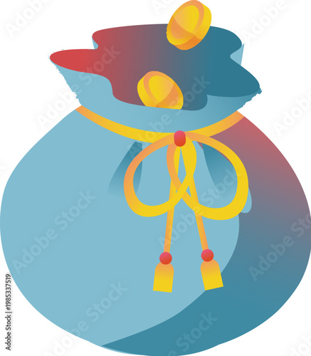 Money bag with gold coins