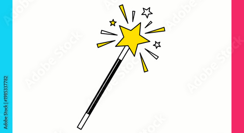 Magic wand with shining yellow star.