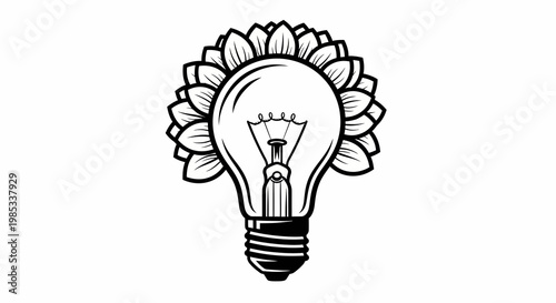 Light Bulb with Flower Design.