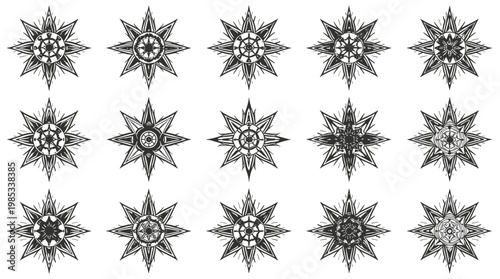 A striking black and white illustration of a sun. Perfect for adding a bold, graphic element to creative projects, websites, or backgrounds. It evokes