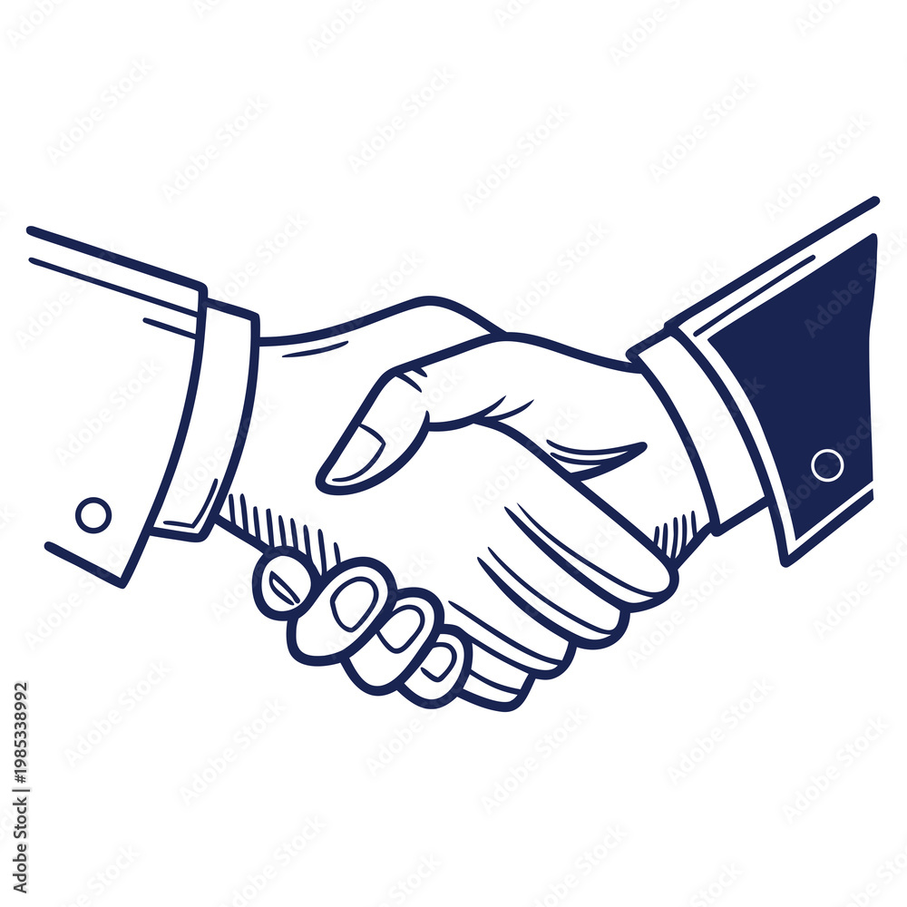 Fototapeta premium A vector graphic illustration of two hands shaking in a business agreement