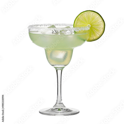 Margarita cocktail with lime and salt rim