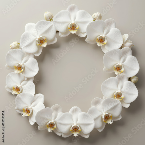White Orchid Flowers Arranged in a Circular Wreath