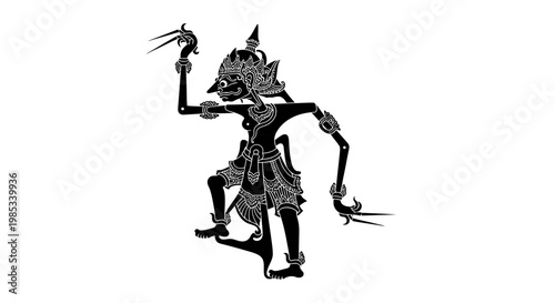 Traditional Wayang Kulit Shadow Puppet, Indonesian Culture, Silhouette