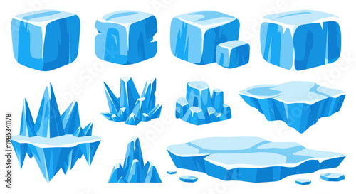 Ice Cubes and Icebergs Collection - Frozen Elements for Design
