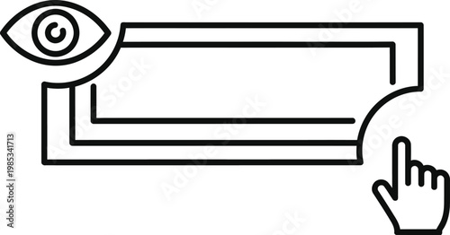 Eye and Hand Cursor Clicking Empty Speech Bubble Icon Vector Illustration