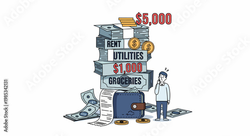 Man stressed by financial obligations.