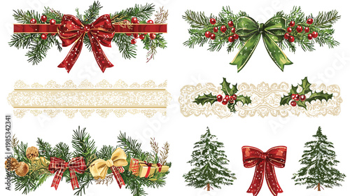 Christmas Decorative Elements Collection Festive Holiday Designs.