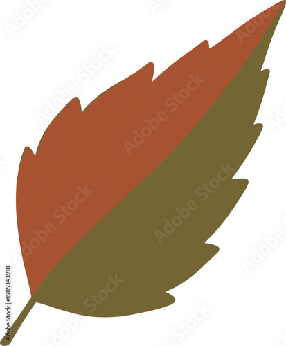 Autumn Leaf Illustration: Red and Green Gradient, Simple Design