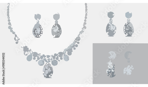 Elegant diamond necklace and earrings set – luxury bridal jewelry illustration