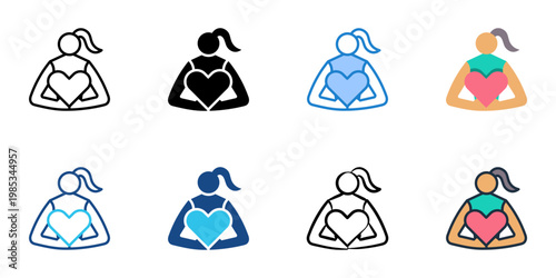 Inner peace icons set multiple style collection. Editable stroke 
