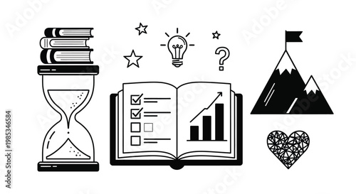 Success Icons: Time, Planning, Ideas, Goals, Achievement, and Love