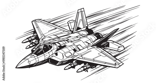 F-35 Fighter Jet Silhouette Vector Modern Stealth Military Aircraft Illustration