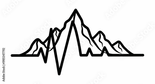 Mountain range in ecg line graph.