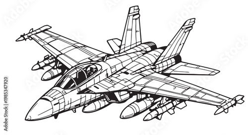 F-35 Fighter Jet Silhouette Vector Modern Stealth Military Aircraft Illustration