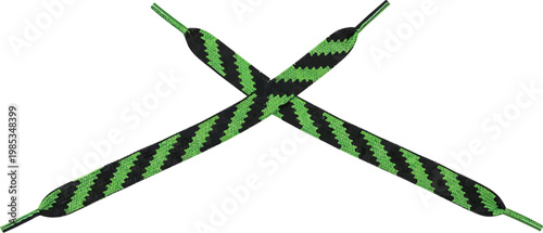 Black and Green Striped Shoelaces Crossed