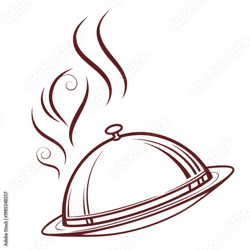 A vector graphic illustration of a cloche with steam rising from it