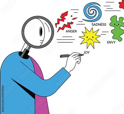 Conceptual Illustration of Emotional Intelligence and Analyzing Different Feelings