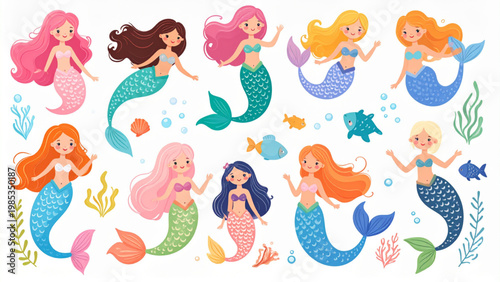 Set with different spring birds. Isolated hand drawn illustration.