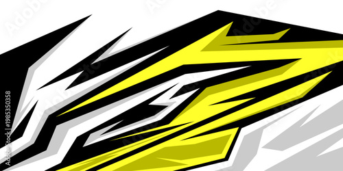 Abstract Racing Graphic Background with Sharp Geometric Shapes and Sporty Vinyl Wrap Design. Modern Vector Pattern for Car Decal, Livery, Motocross, Truck, and Extreme Sports Automotive Aesthetics.