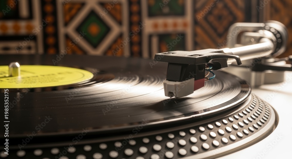Obraz premium Vinyl record player close-up view.