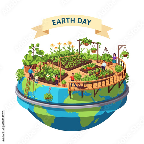 Earth Day: Vibrant Community Garden Growing on Planet Earth