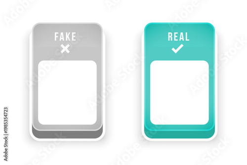 3d style fake or real authentic buttons on white background