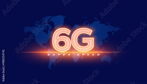 glowing neon 6g global internet network backdrop
