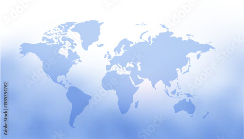 world map on light blue background with smoke effect